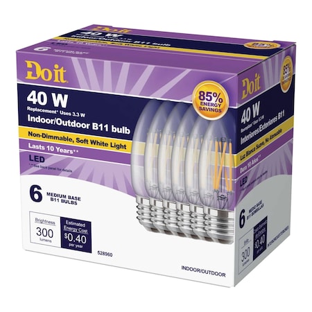 Signify 40w B11 E26 Led Bulb, 6PK 362087